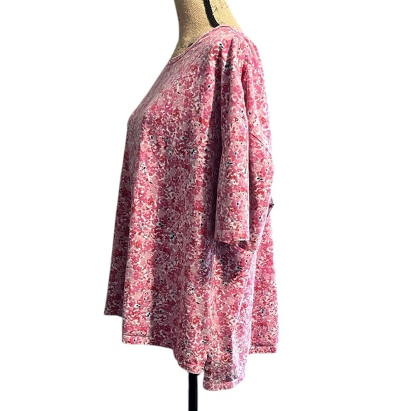 Woman Within Pink Floral Plus Size Short Sleeve Tee. - Picture 5 of 7